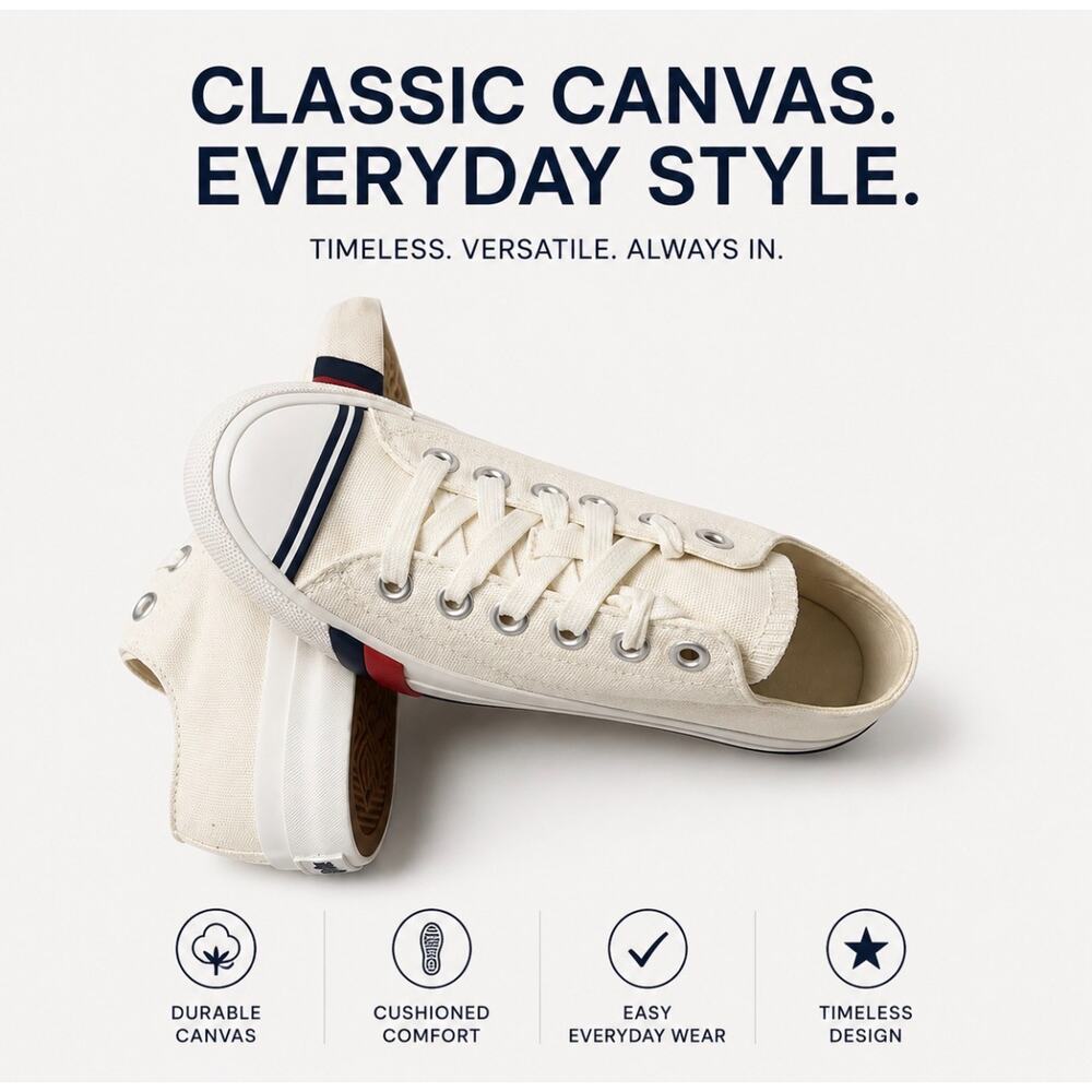 Pro-Keds Royal Lo Classic Canvas Sneakers Ivory PK54469 Lop Top Shoes Size 3
